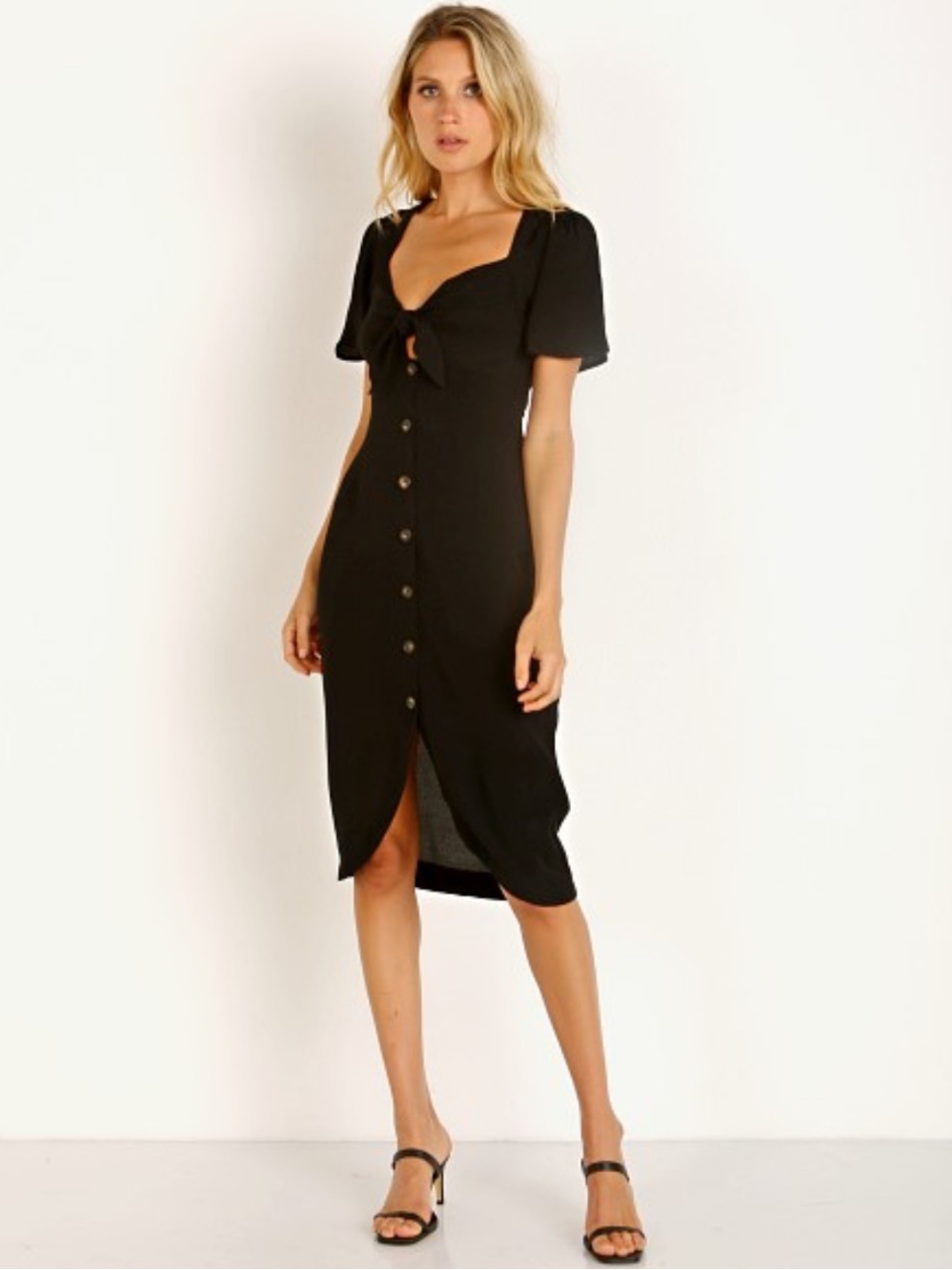 ASTR The Label Black Button Down COLE MIDI DRESS Size Small